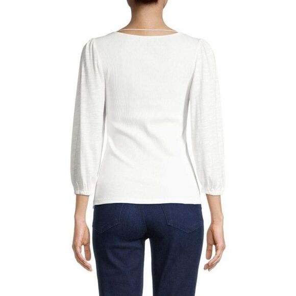 Sanctuary Catch The Sun Tee White 3/4 Puff Sleeves Large NWT - Picture 2 of 12